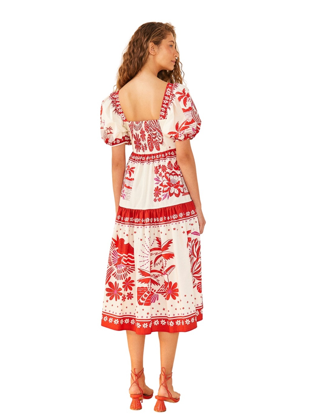 Farm Rio Tiles Midi Dress Size Large - Picture 6 of 7